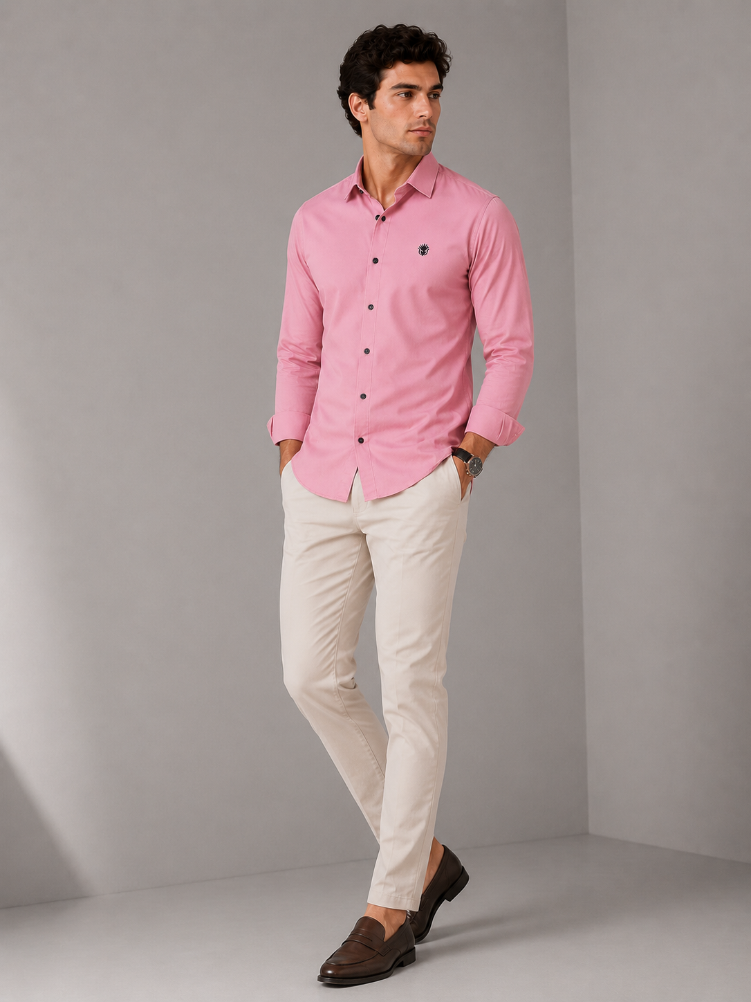 Classic Blush Pink Cotton Shirt for Sophisticated Professional Style