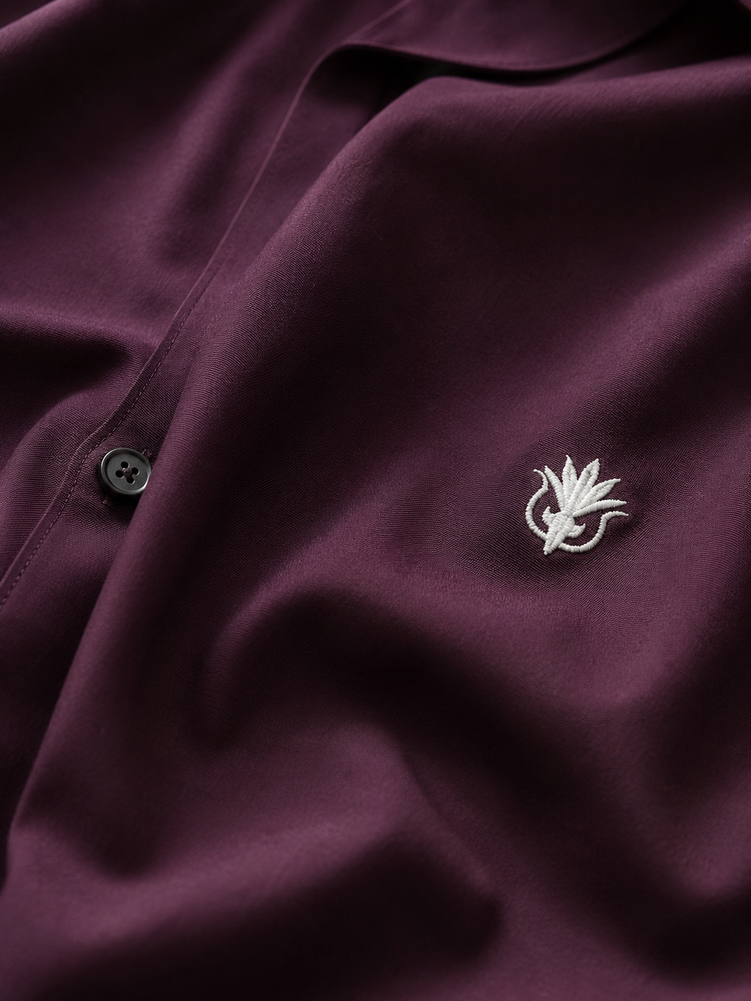 Classic Wine Cotton Shirt for Refined Professional Style