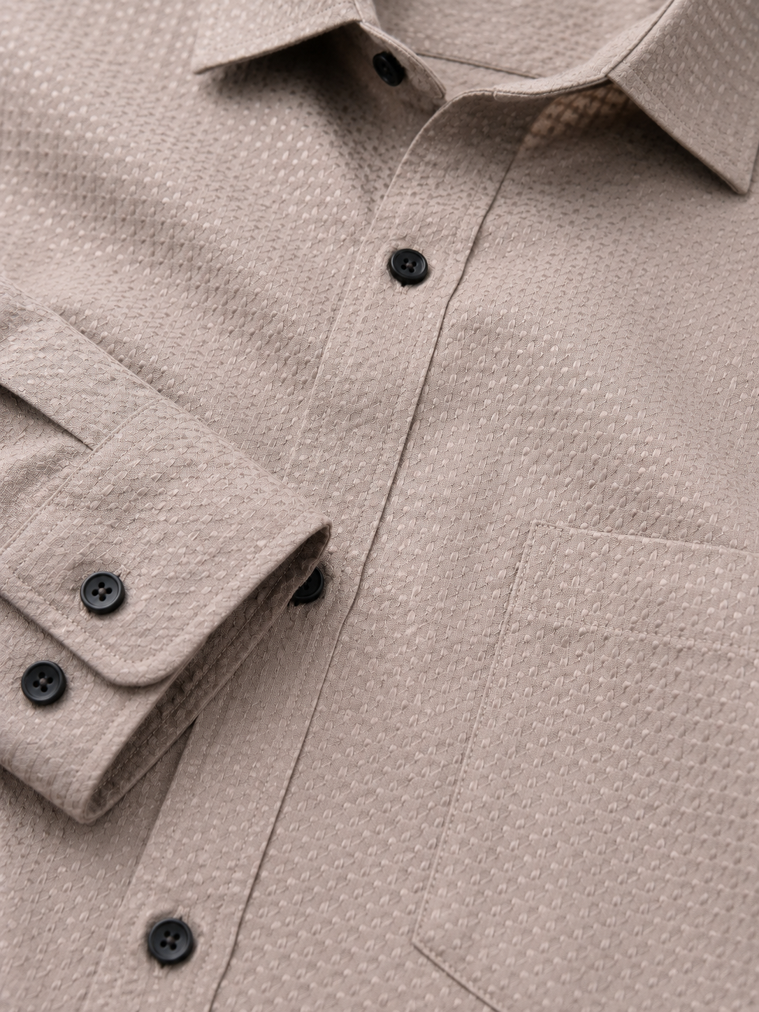 Classic Beige Textured Shirt