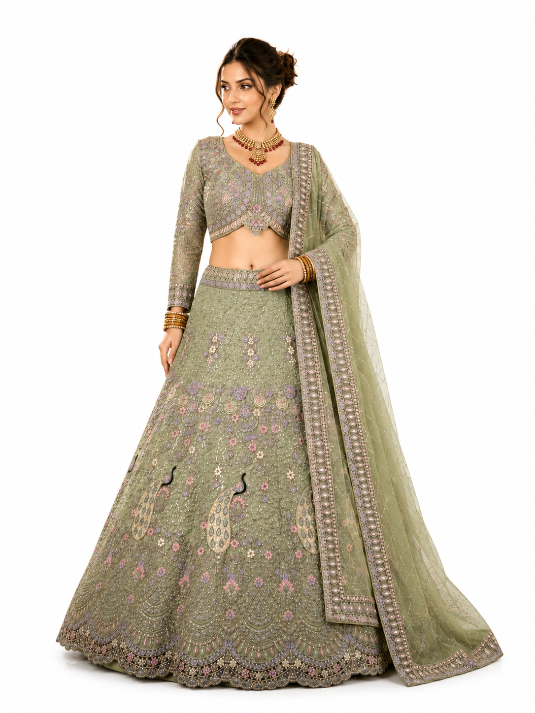 Floral Embroidered Lehenga Set