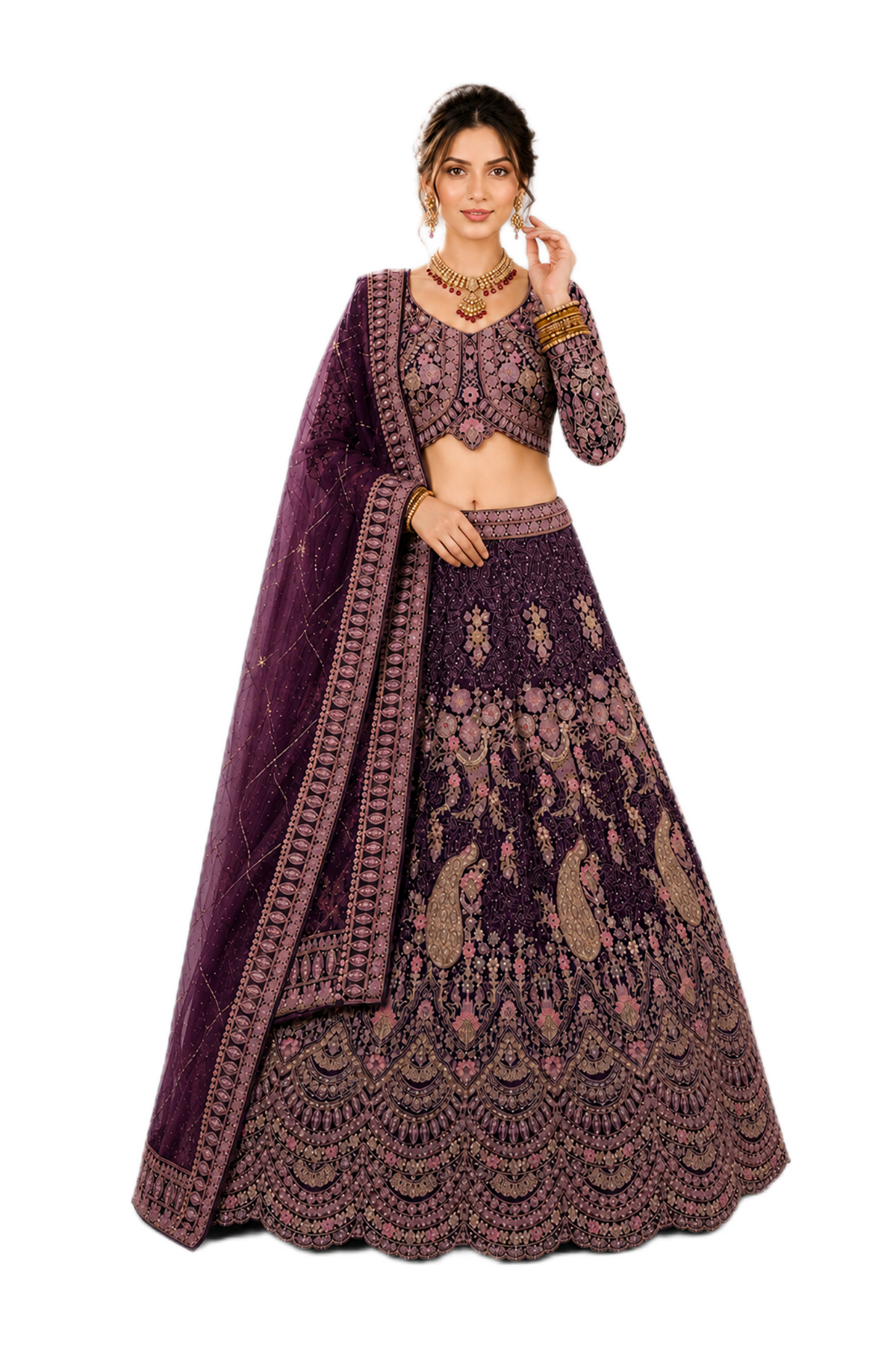 Peacock Artwork Lehenga Set