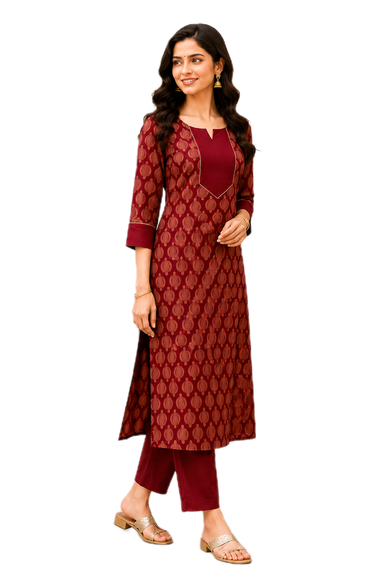 Classic Maroon Printed Kurti