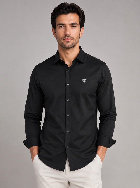 Classic Black Cotton Shirt for Timeless Professional Elegance