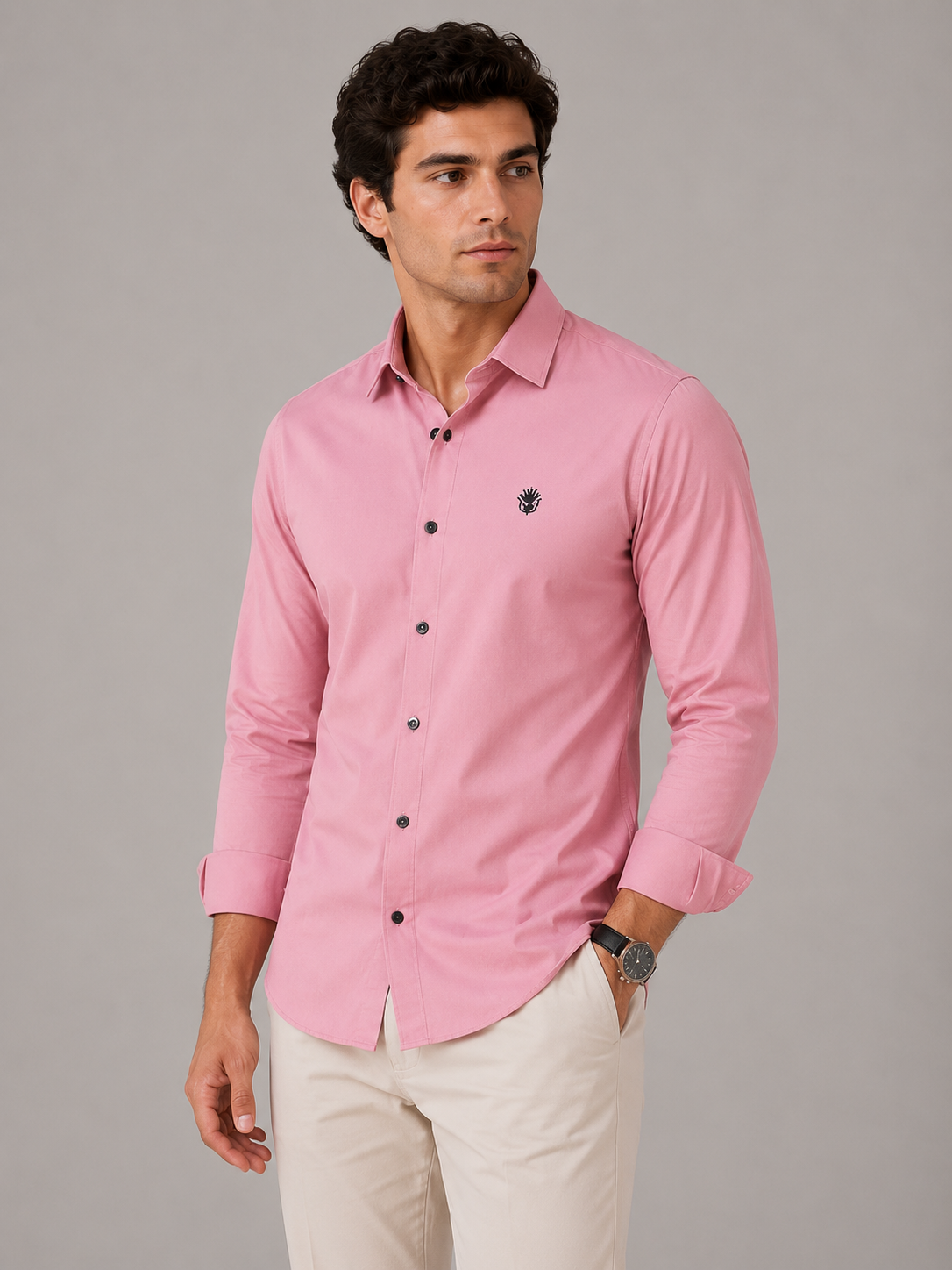 Classic Blush Pink Cotton Shirt for Sophisticated Professional Style