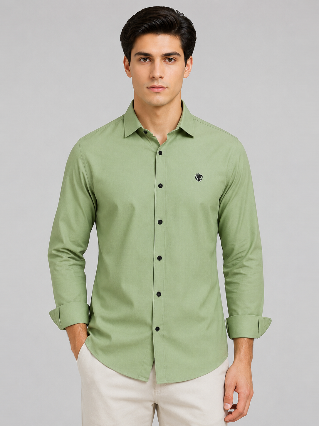 Classic Olive Green Cotton Shirt for Refined Everyday Style
