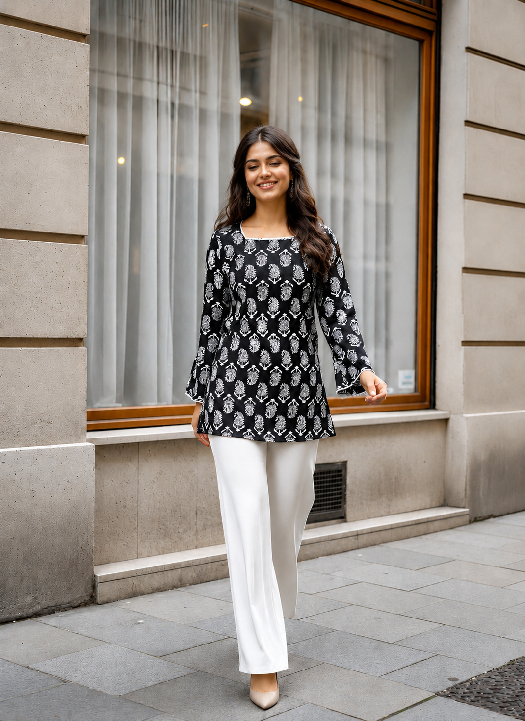 Printed Cotton Short Kurti Featuring Timeless Ethnic Patterns
