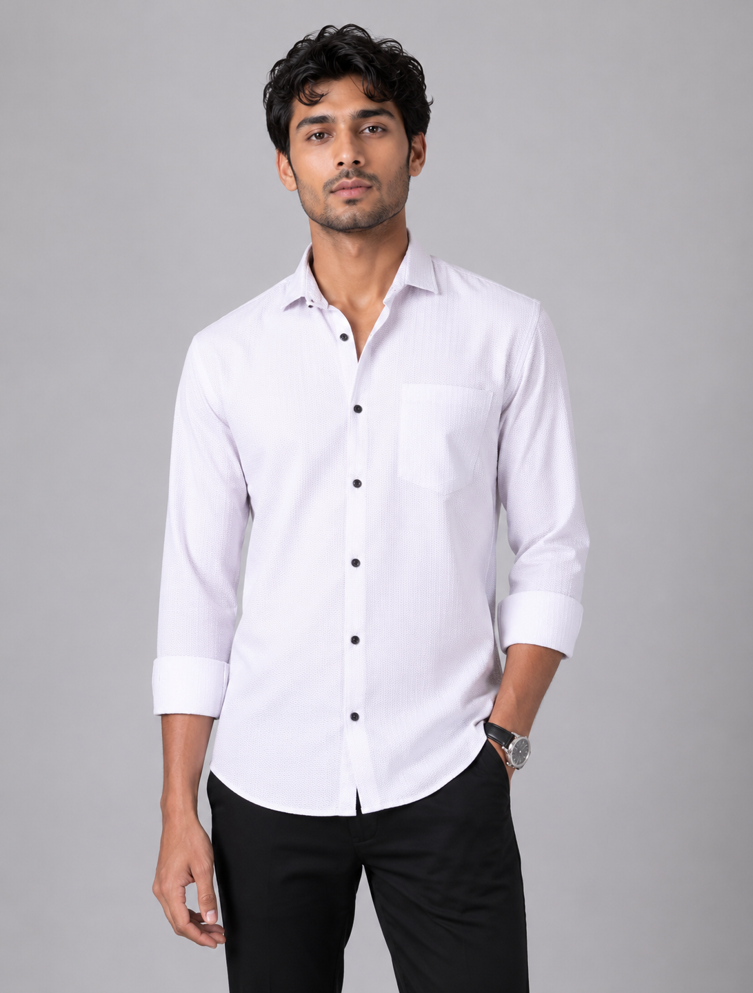 Classic White Shirt Featuring Contemporary Texture