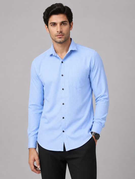 Timeless Sky Blue Designer Shirt with Modern Charm