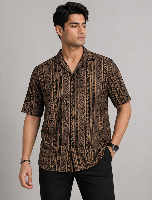 Cotton Cuban Collar Shirt