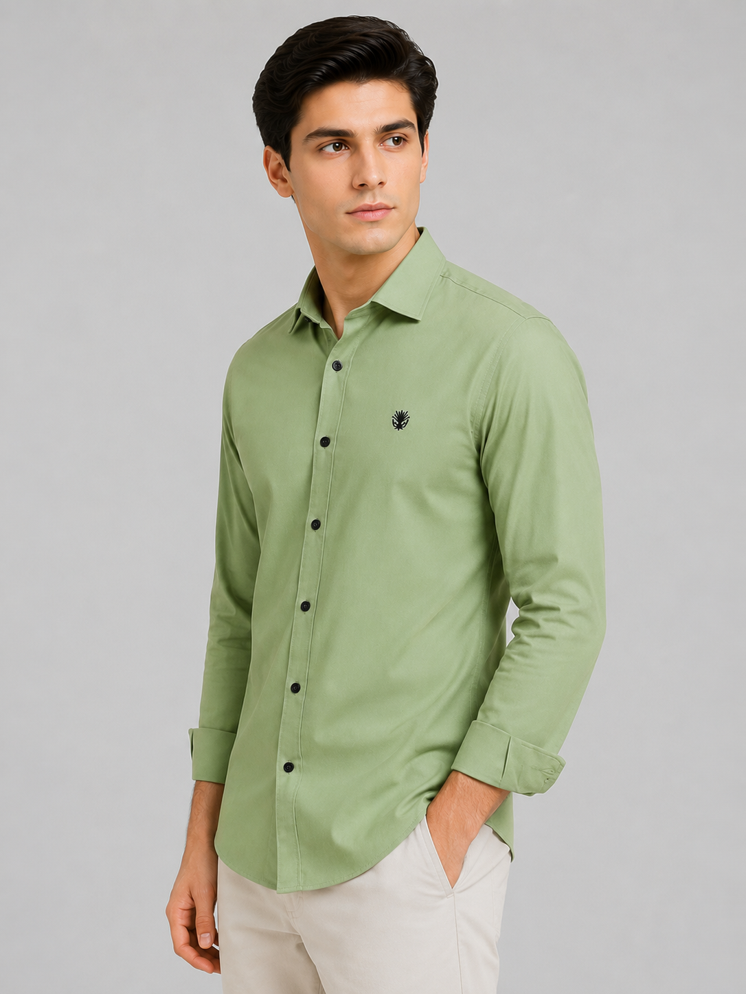 Classic Olive Green Cotton Shirt for Refined Everyday Style