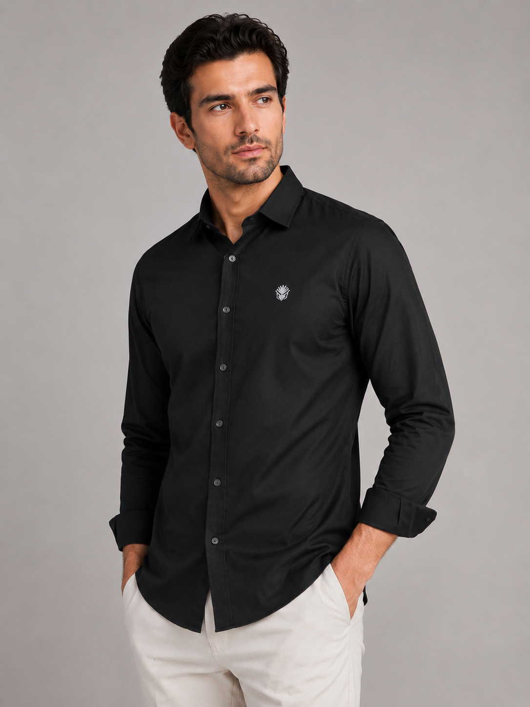 Classic Black Cotton Shirt for Timeless Professional Elegance