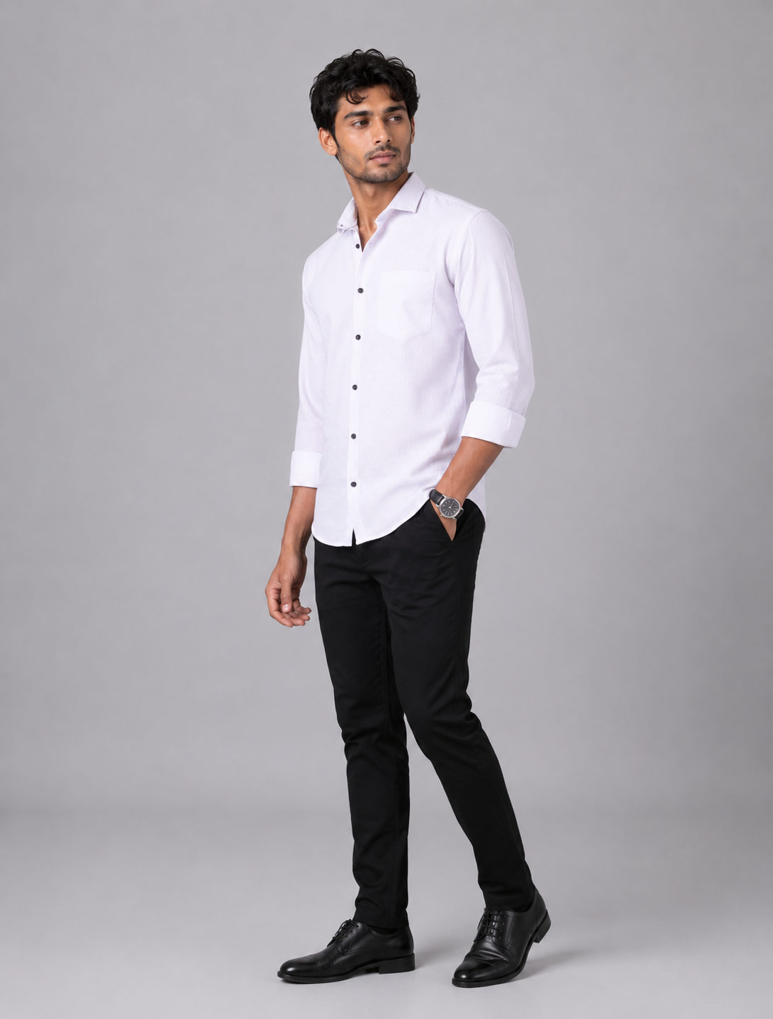Classic White Shirt Featuring Contemporary Texture