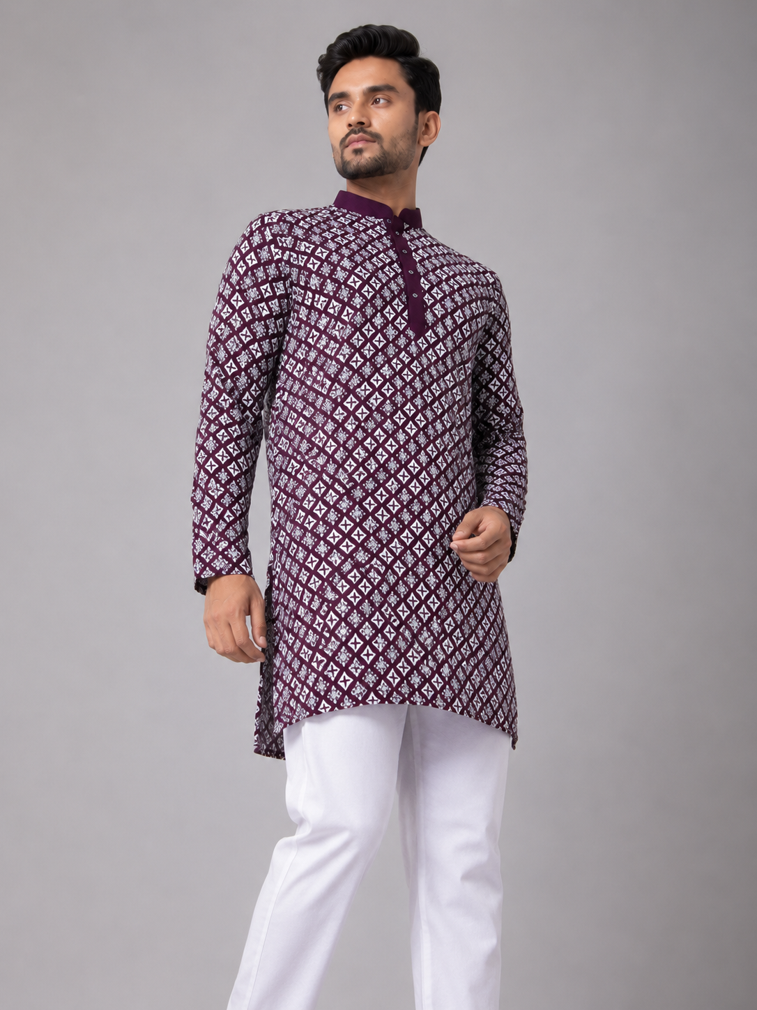 Royal Wine Embroidered Kurta Set Featuring Timeless Elegance