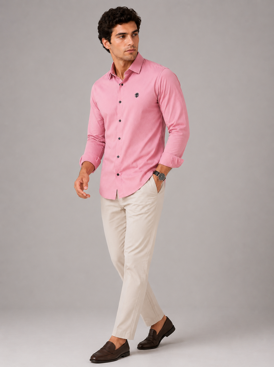Classic Blush Pink Cotton Shirt for Sophisticated Professional Style
