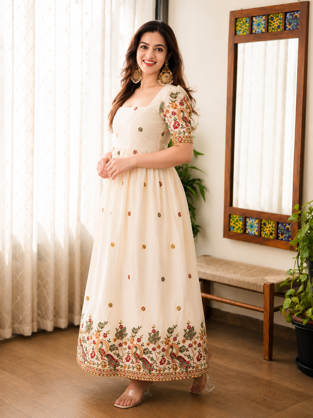 Designer Flared Gown with Intricate Zari Craftsmanship