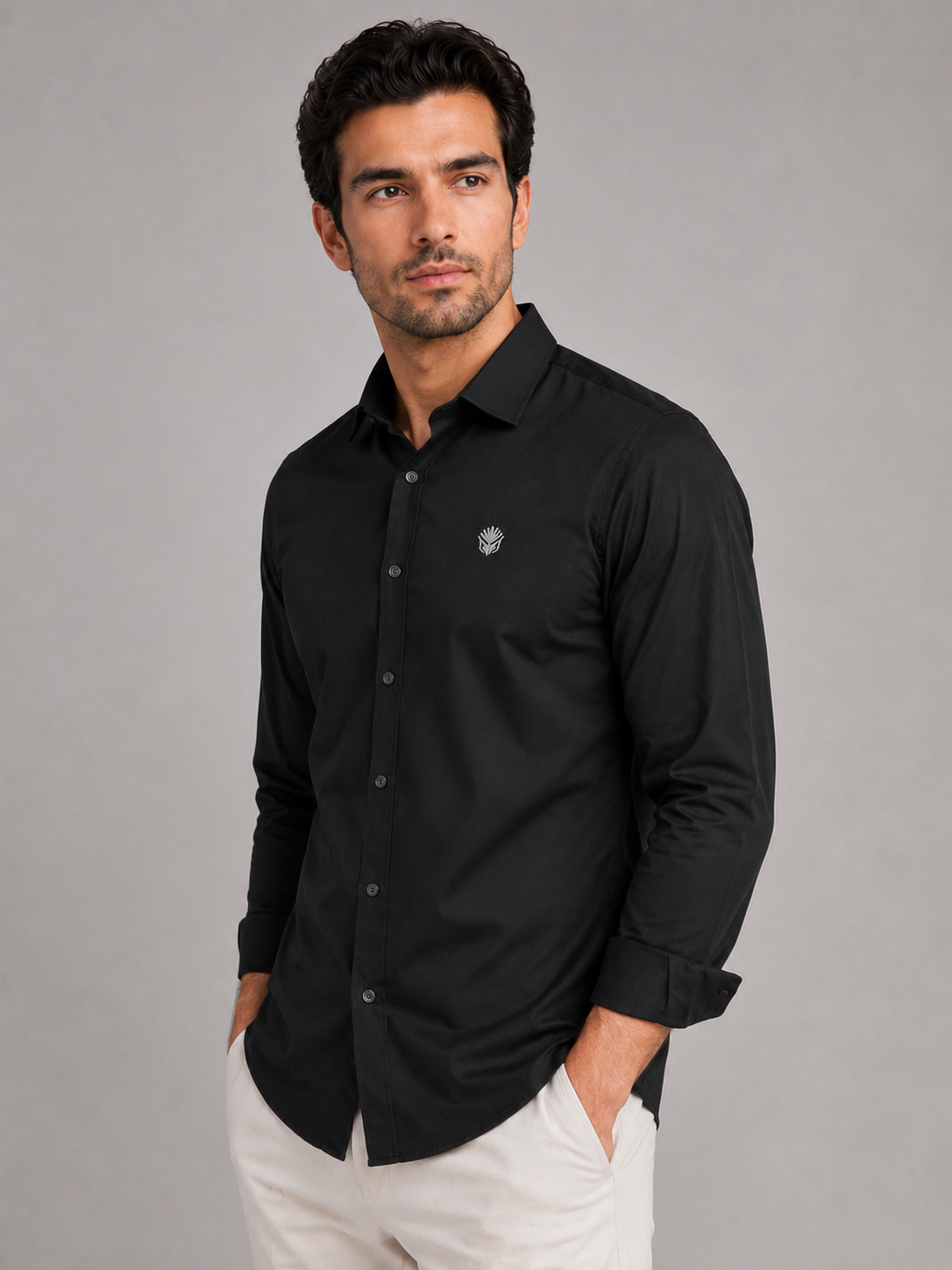 Classic Black Cotton Shirt for Timeless Professional Elegance