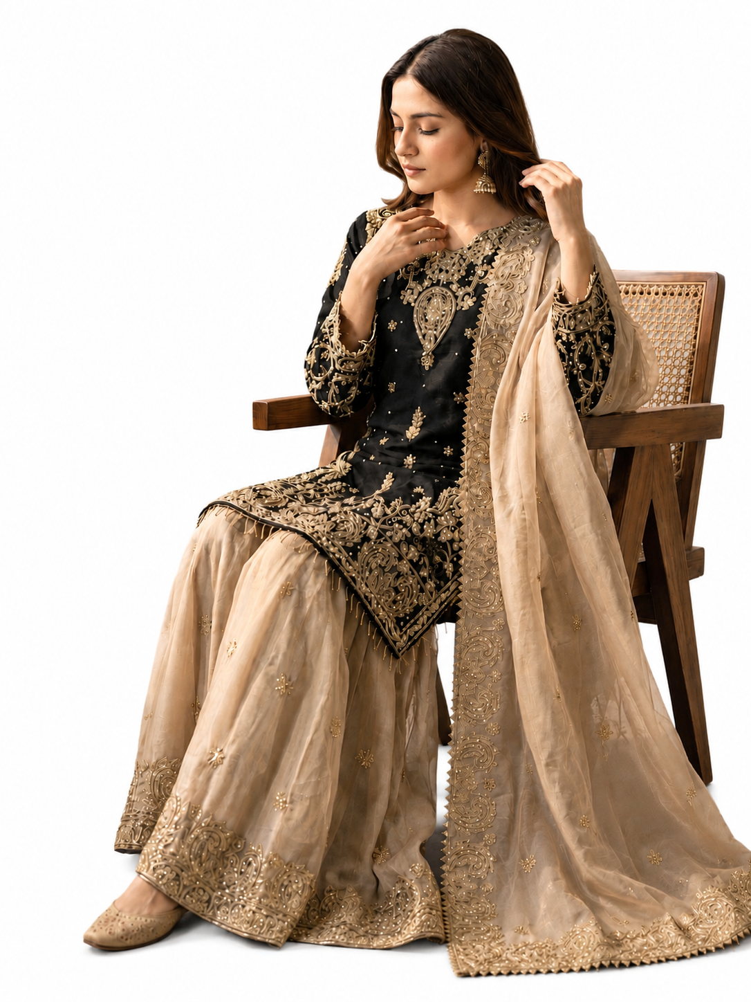 Black Designer Sharara Suit