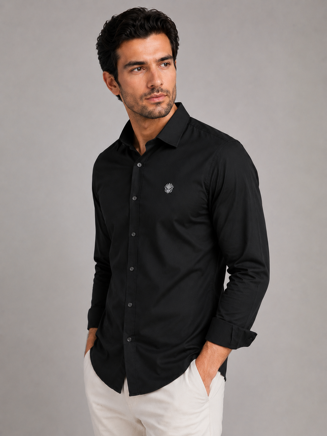 Classic Black Cotton Shirt for Timeless Professional Elegance