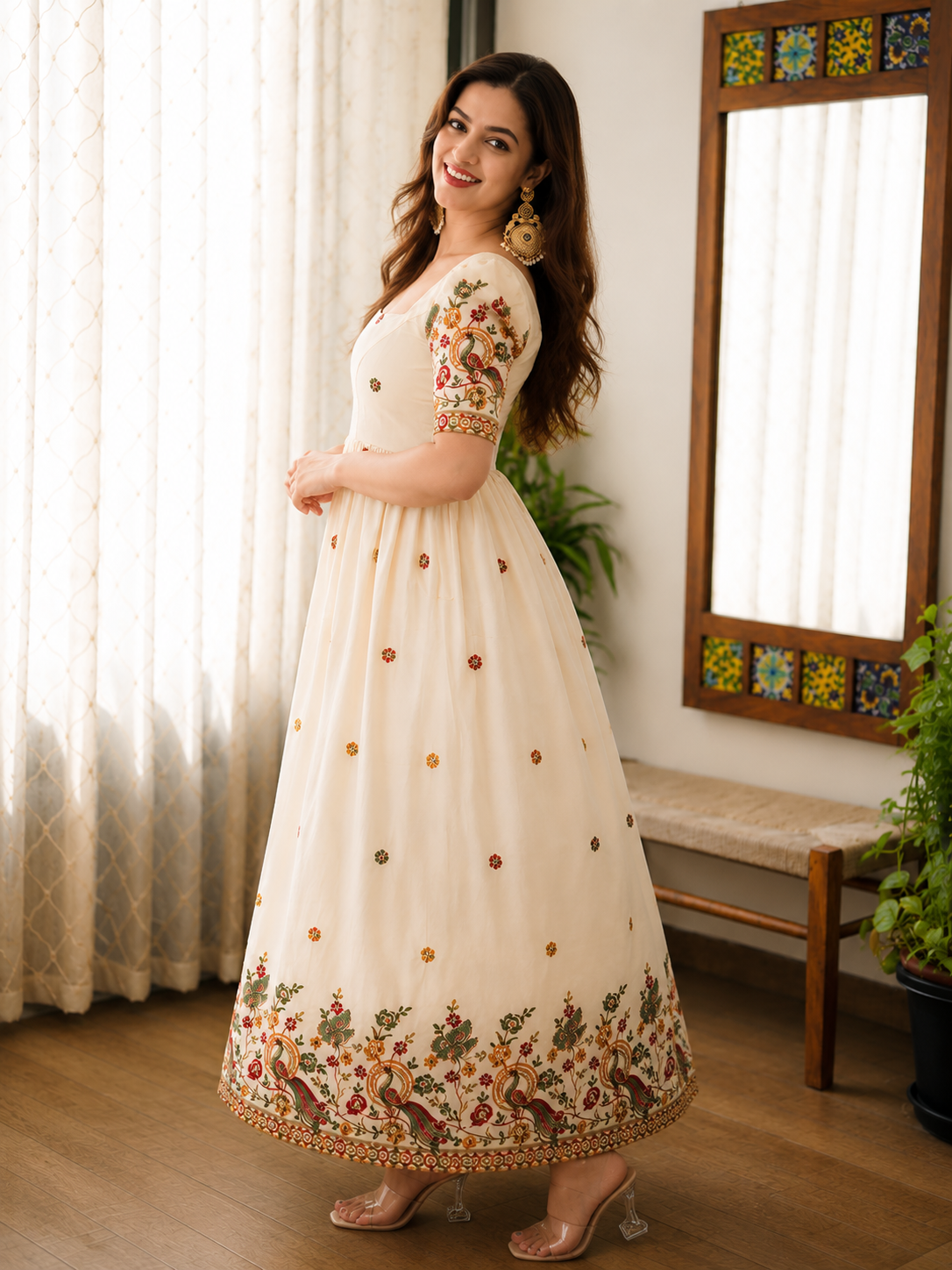 Designer Flared Gown with Intricate Zari Craftsmanship