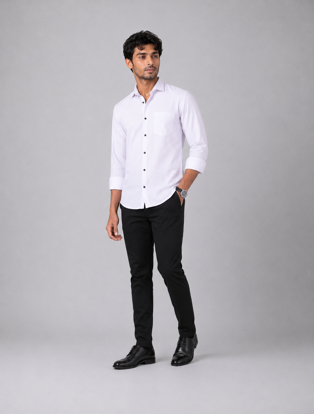 Classic White Shirt Featuring Contemporary Texture