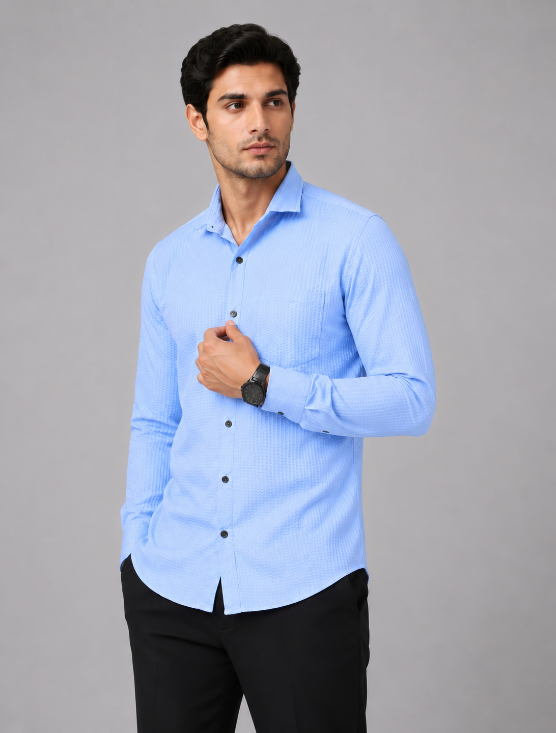 Timeless Sky Blue Designer Shirt with Modern Charm