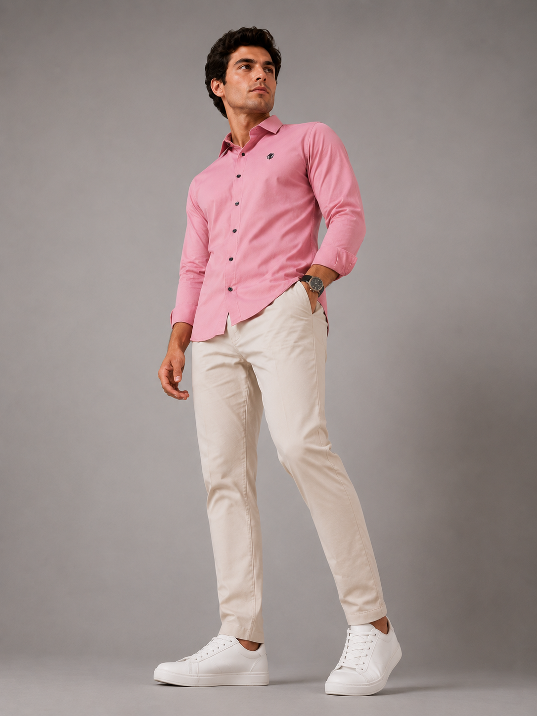 Classic Blush Pink Cotton Shirt for Sophisticated Professional Style