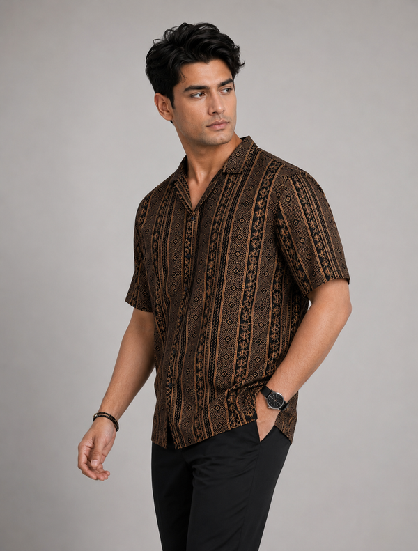 Cotton Cuban Collar Shirt