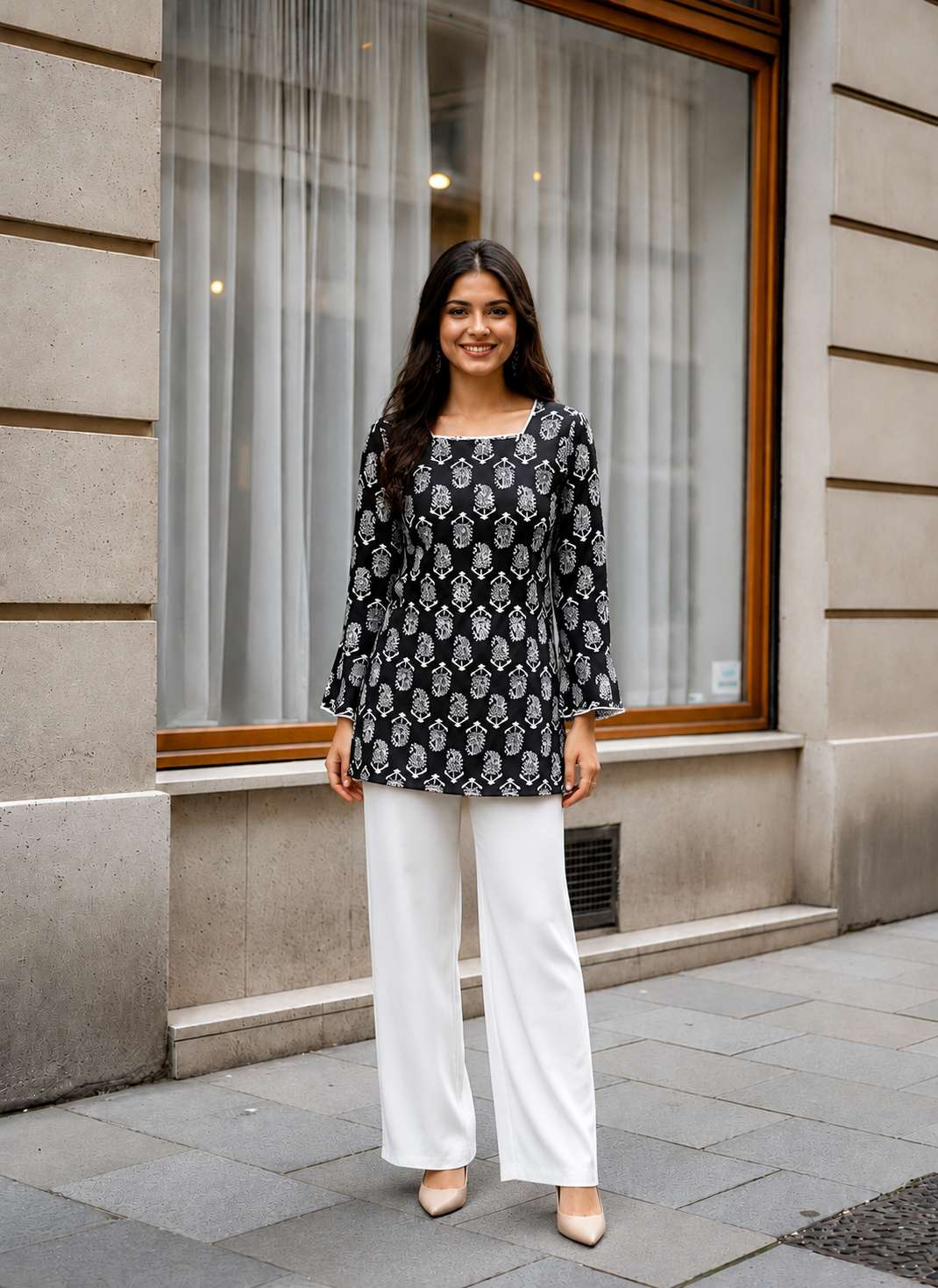Printed Cotton Short Kurti Featuring Timeless Ethnic Patterns