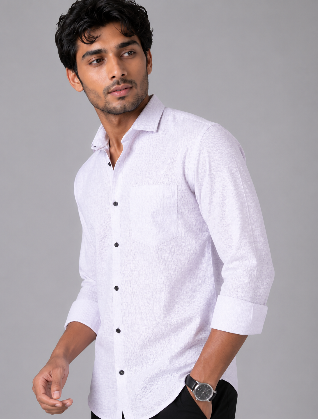Classic White Shirt Featuring Contemporary Texture