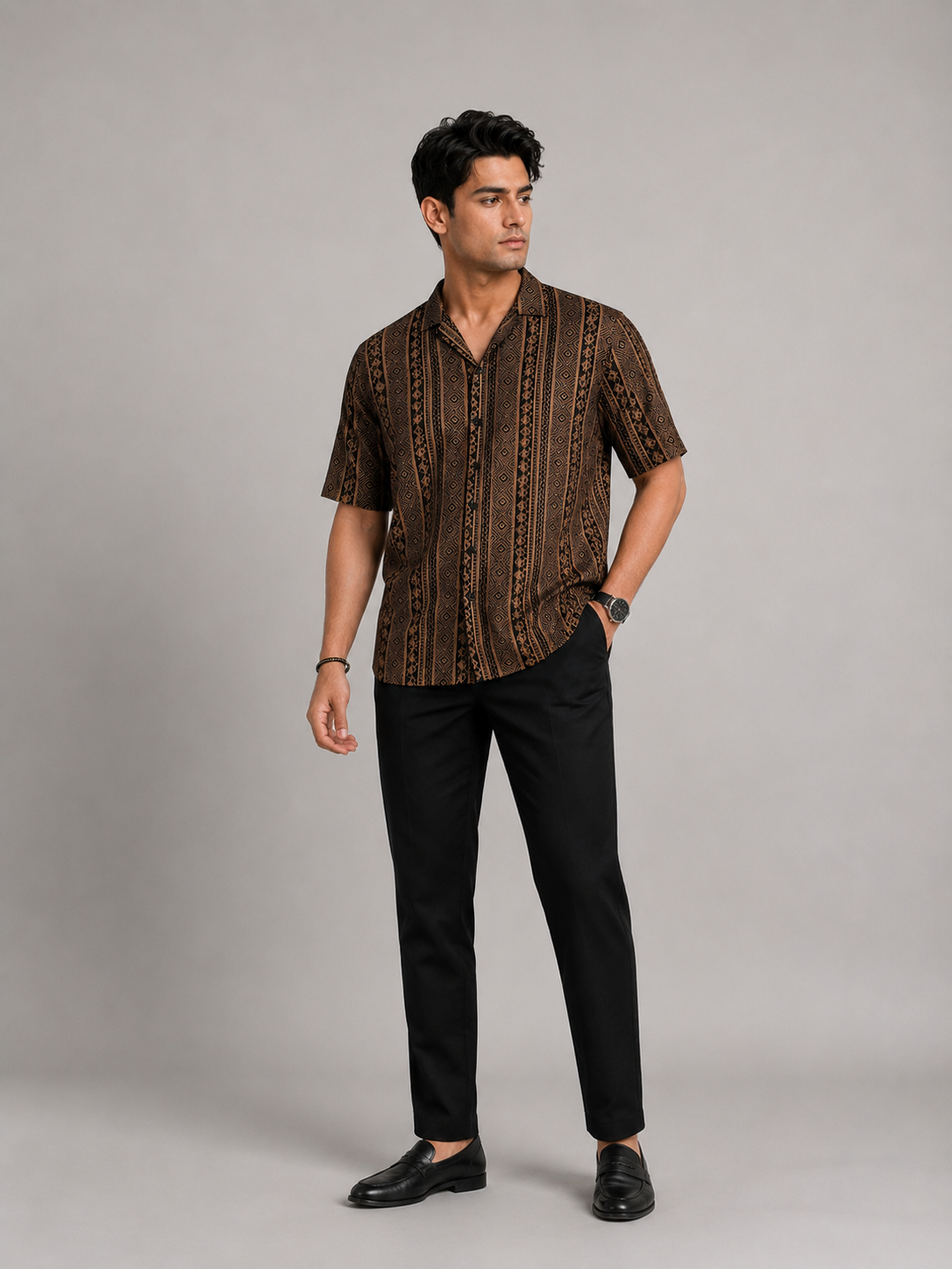 Cotton Cuban Collar Shirt