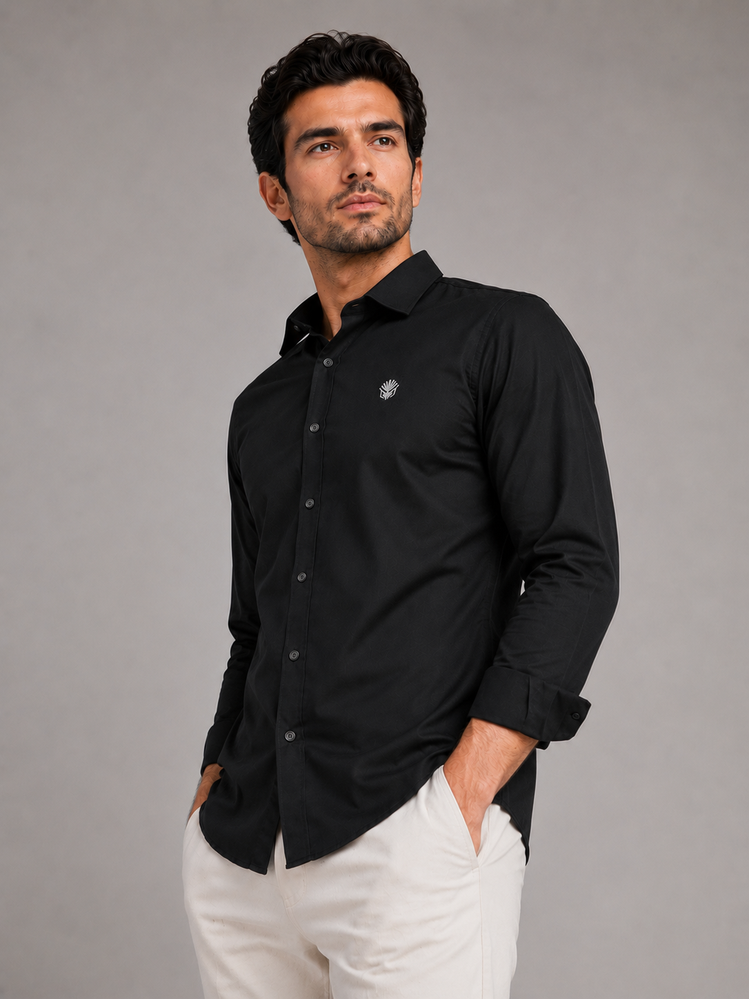 Classic Black Cotton Shirt for Timeless Professional Elegance