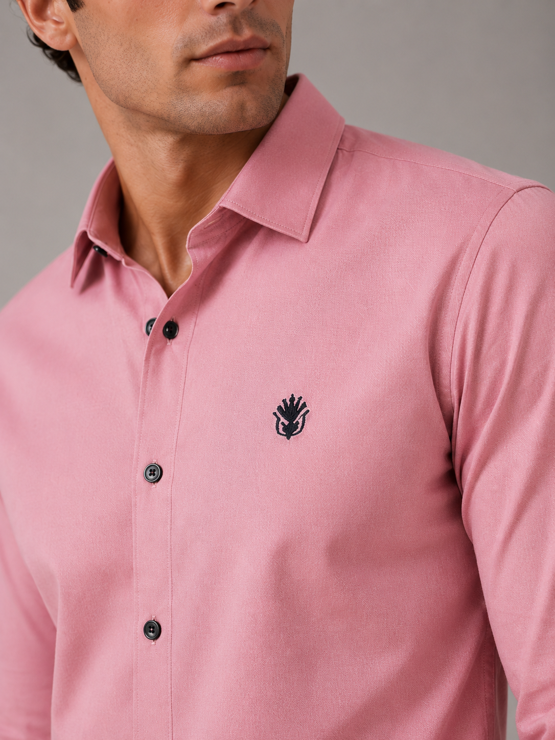 Classic Blush Pink Cotton Shirt for Sophisticated Professional Style