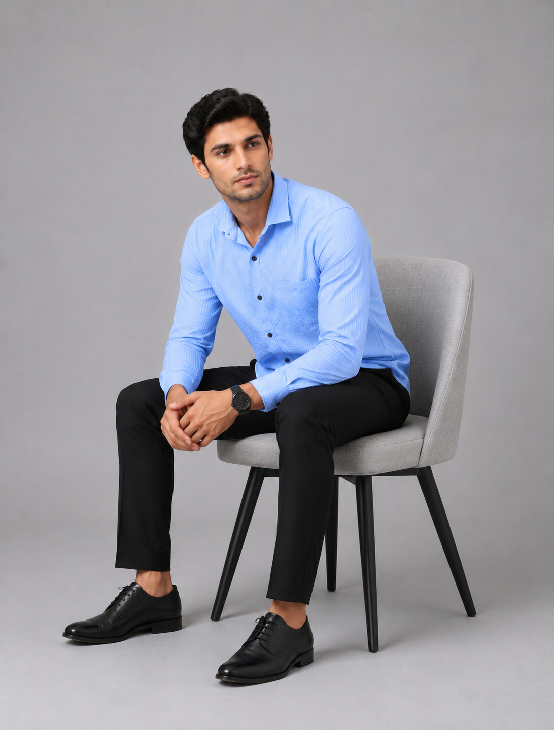 Timeless Sky Blue Designer Shirt with Modern Charm