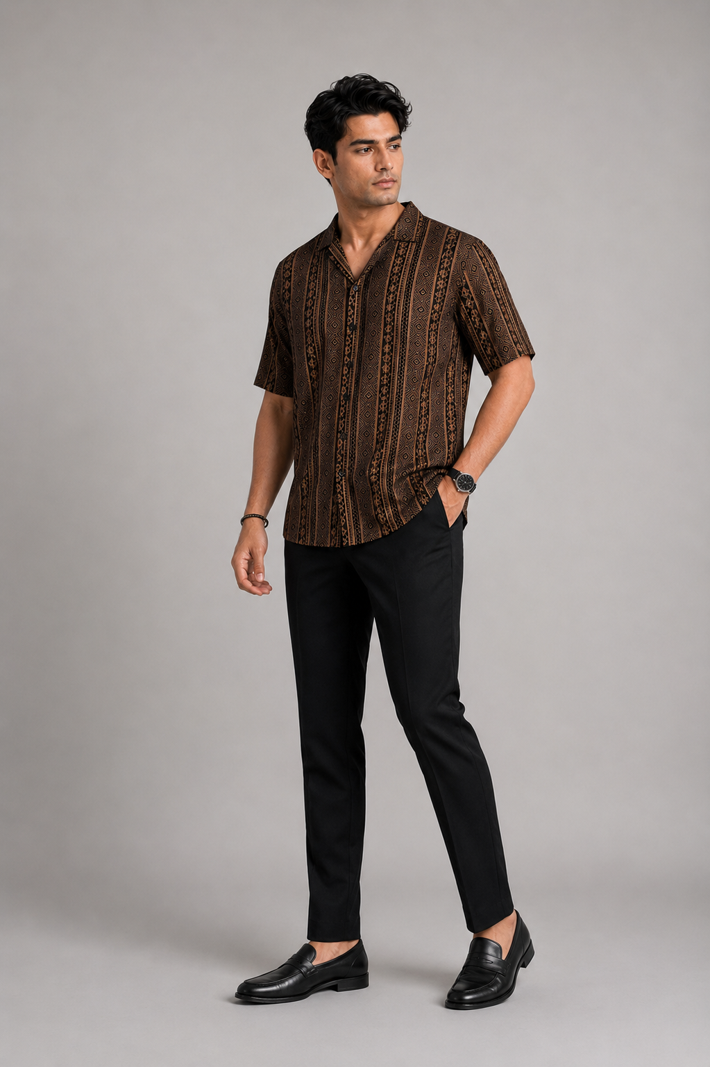 Cotton Cuban Collar Shirt