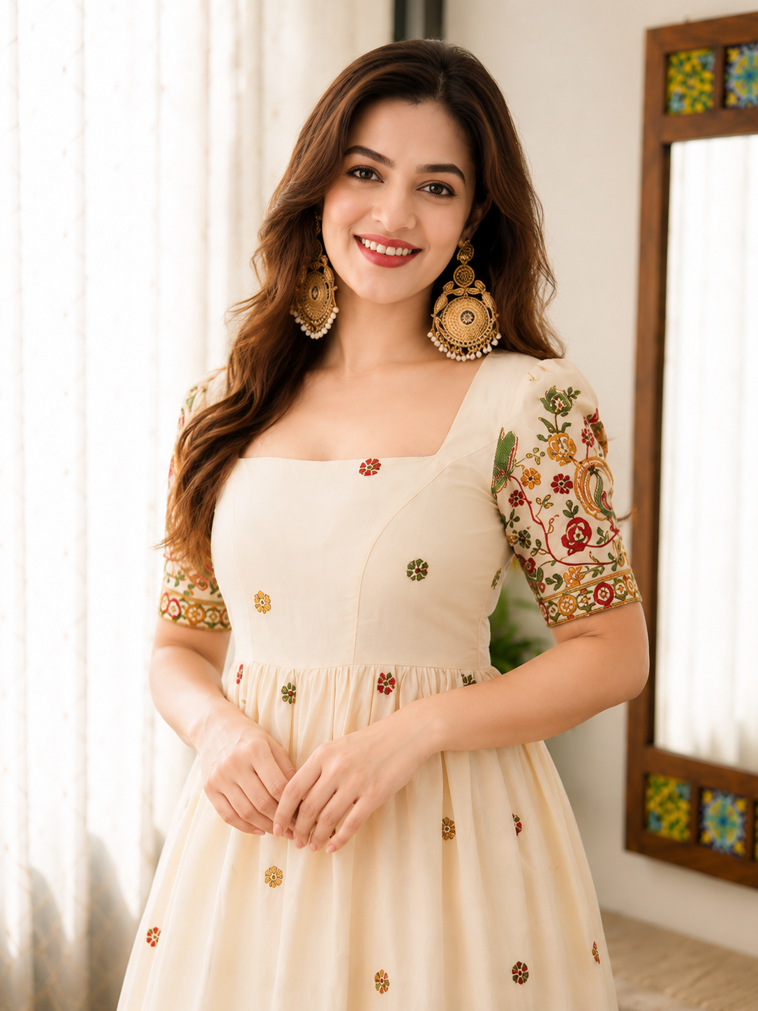 Designer Flared Gown with Intricate Zari Craftsmanship