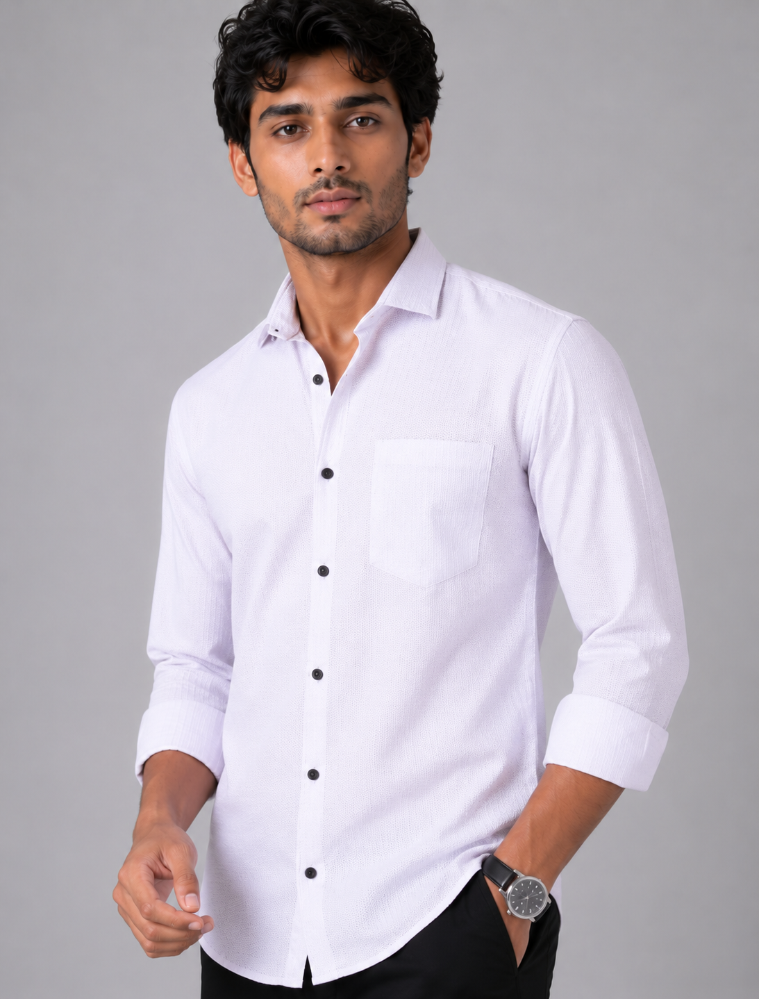 Classic White Shirt Featuring Contemporary Texture