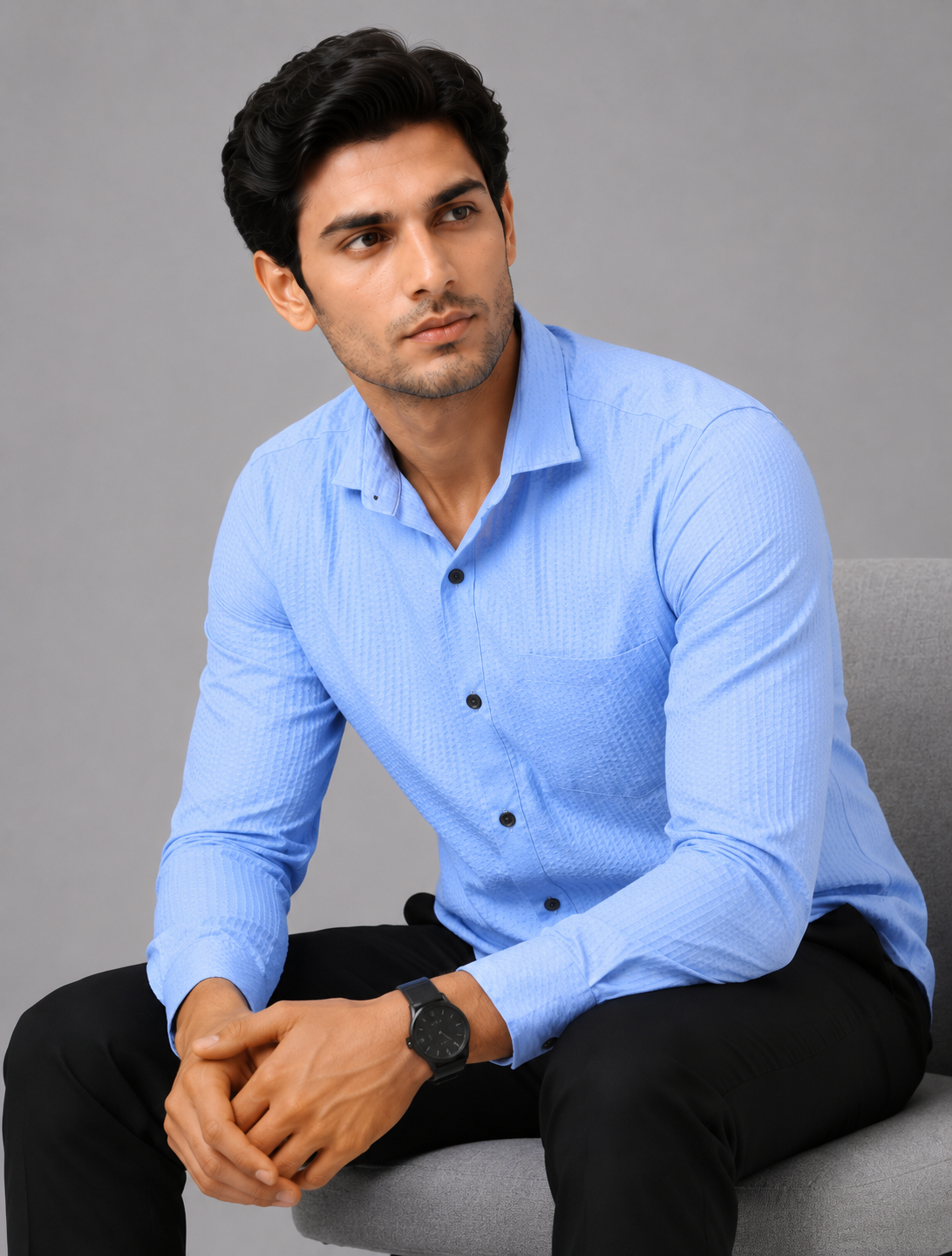 Timeless Sky Blue Designer Shirt with Modern Charm
