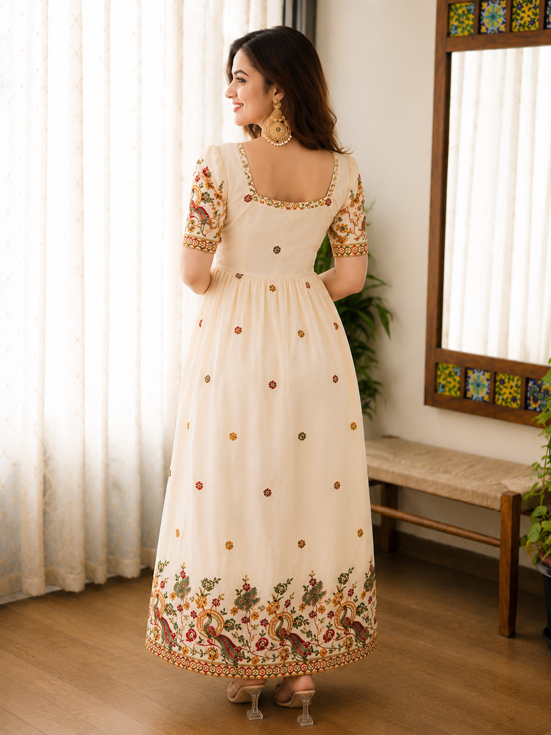 Designer Flared Gown with Intricate Zari Craftsmanship