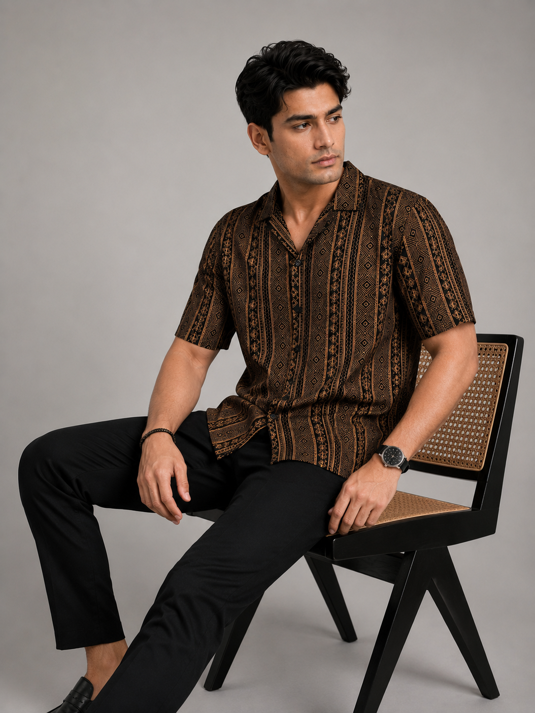 Cotton Cuban Collar Shirt