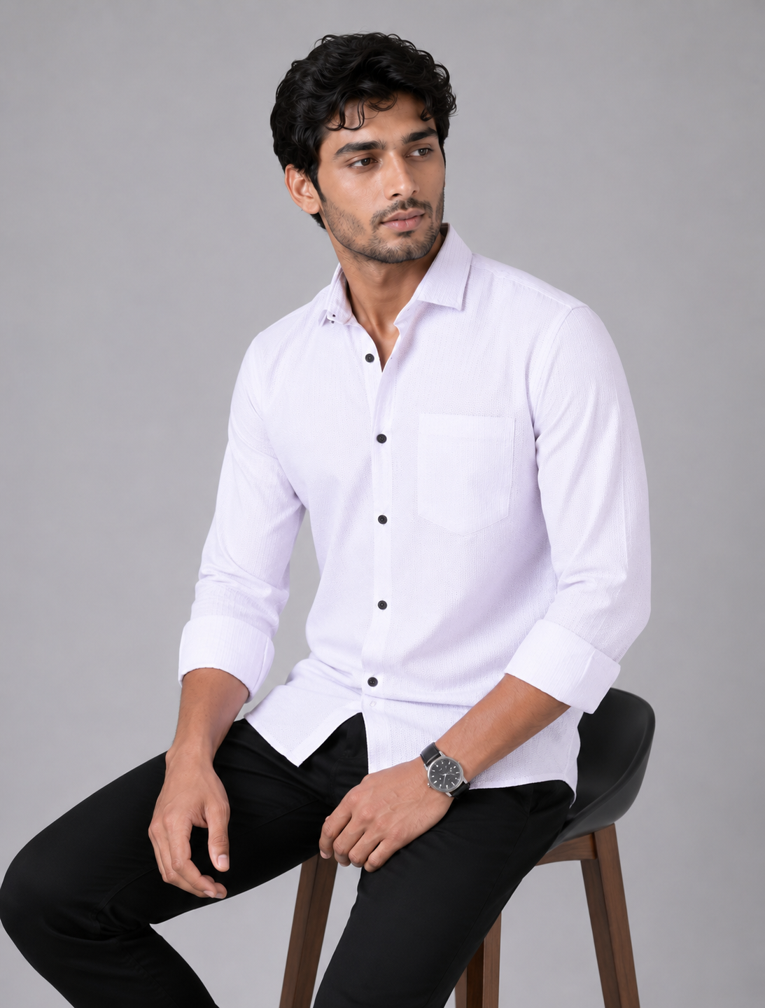 Classic White Shirt Featuring Contemporary Texture