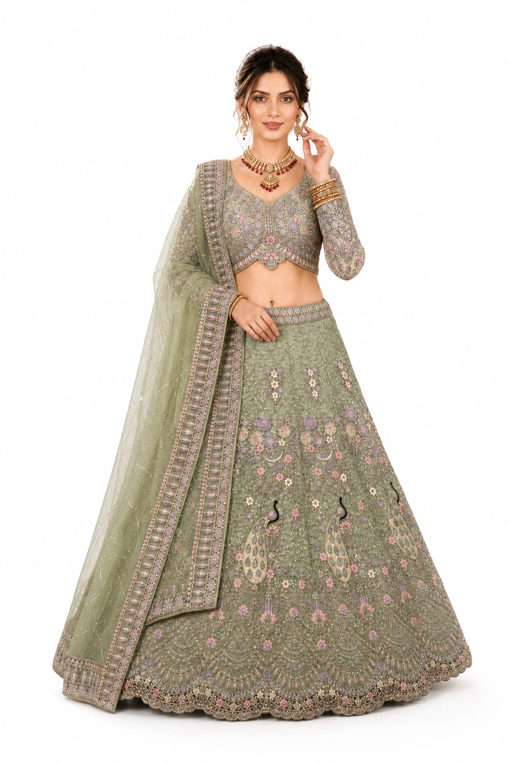 Floral Embroidered Lehenga Set