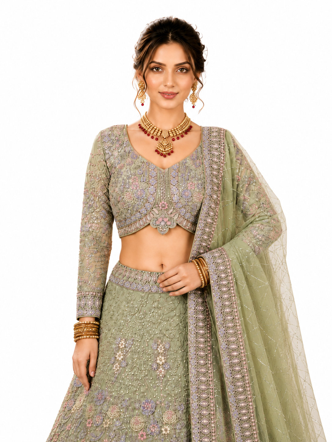 Floral Embroidered Lehenga Set