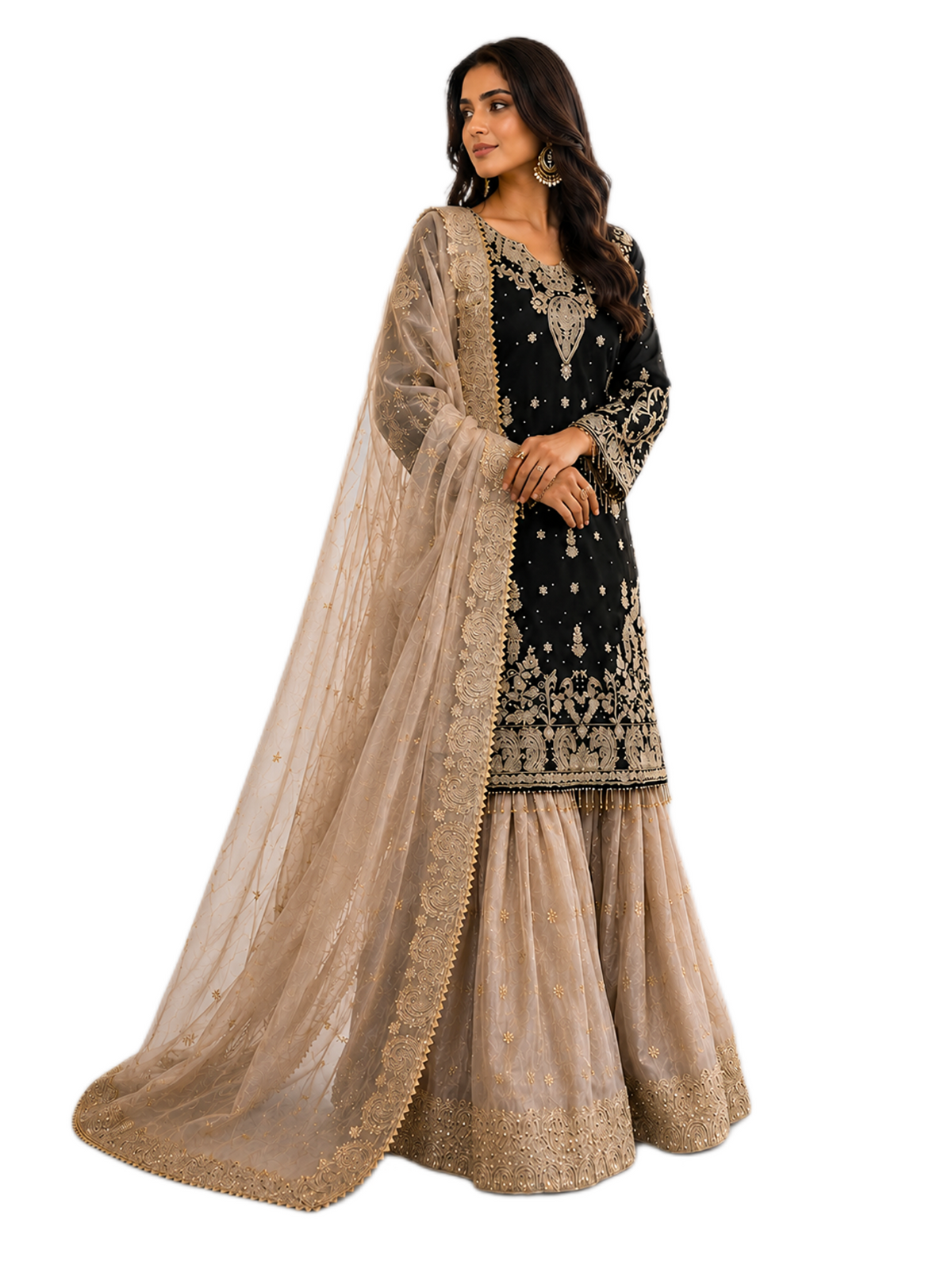 Black Designer Sharara Suit