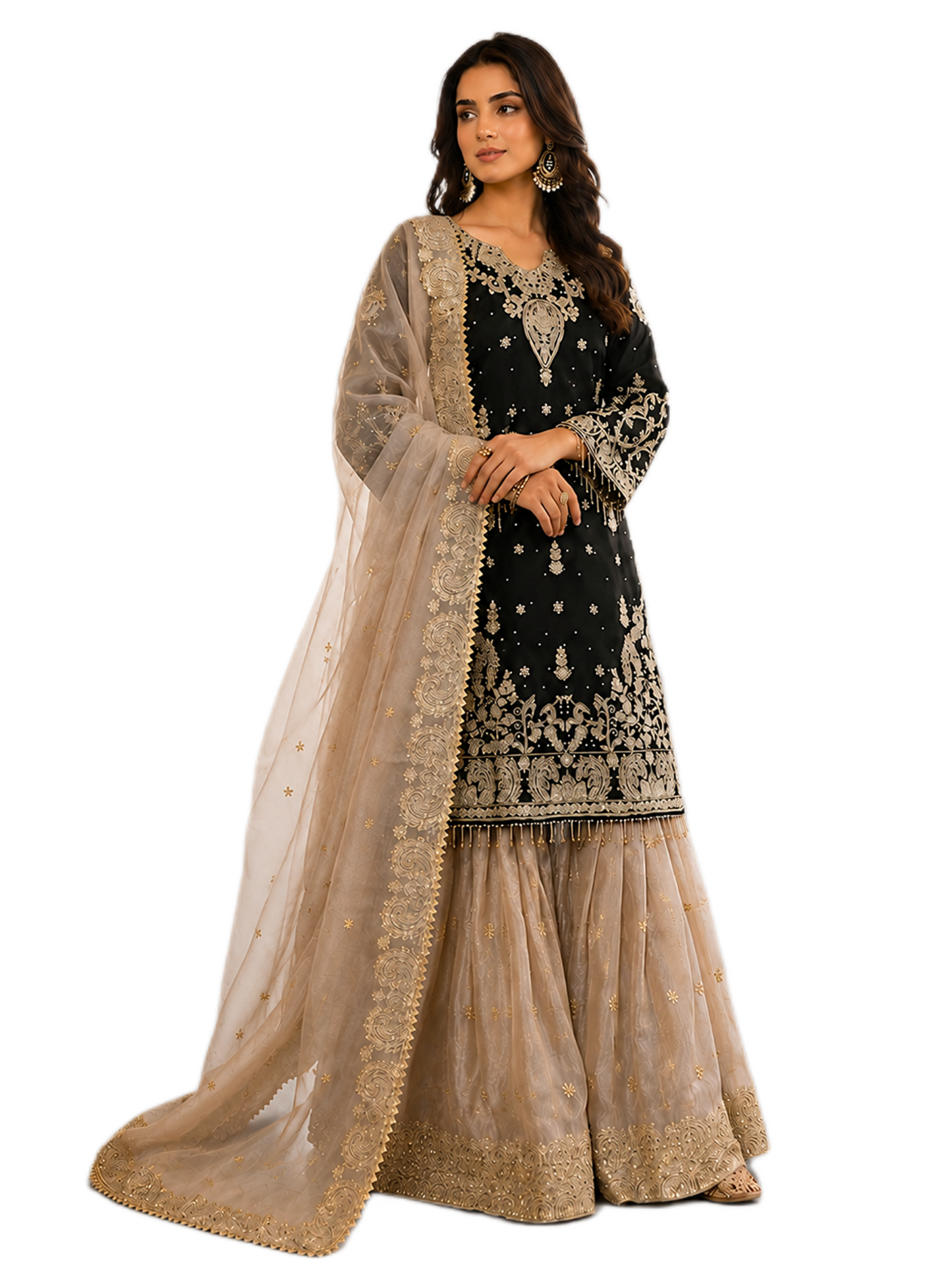 Black Designer Sharara Suit