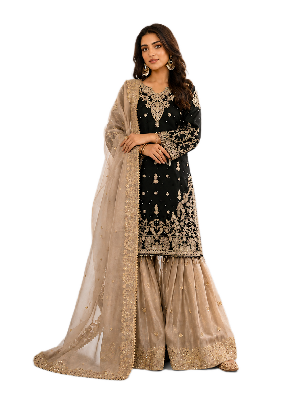 Black Designer Sharara Suit