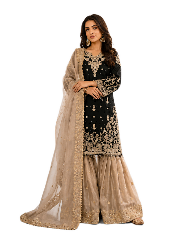 Black Designer Sharara Suit
