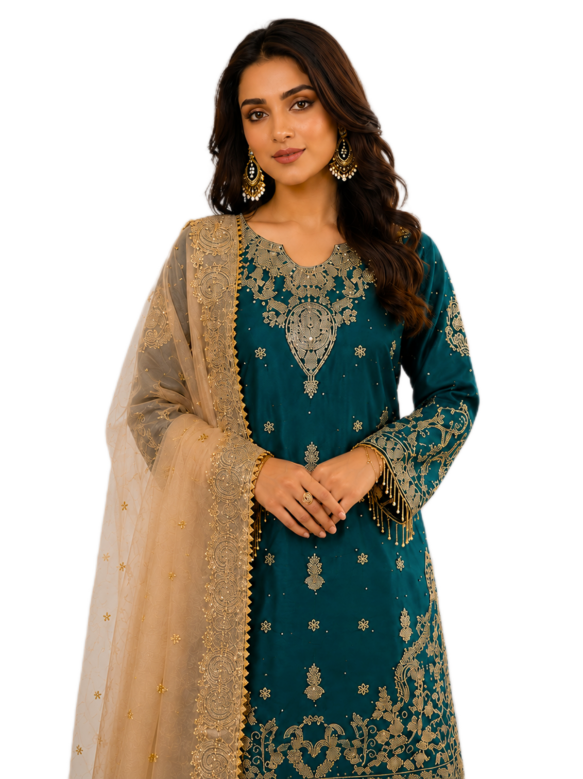 Teal Designer Sharara Suit