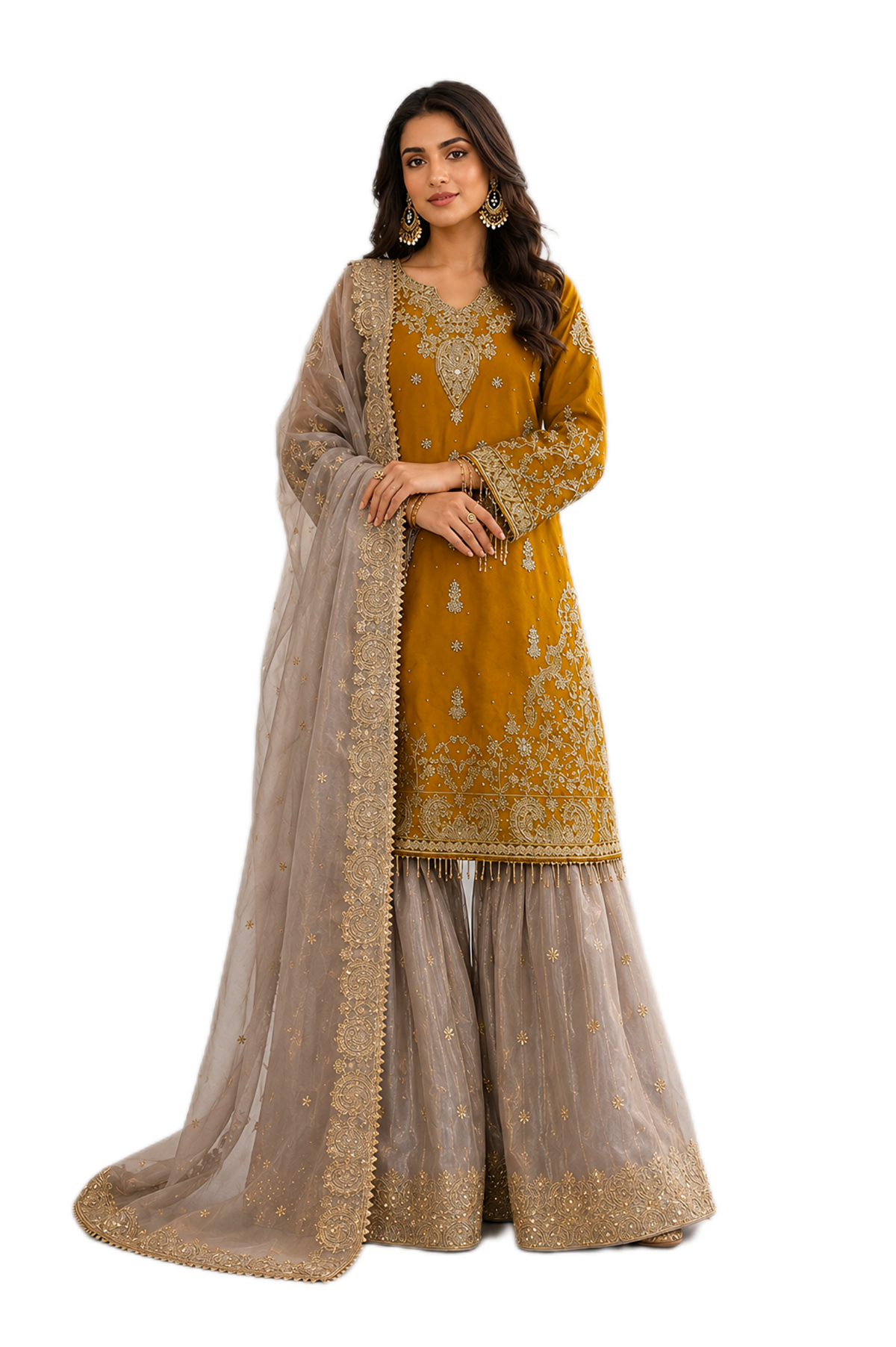 Regal Mustard Sharara Suit