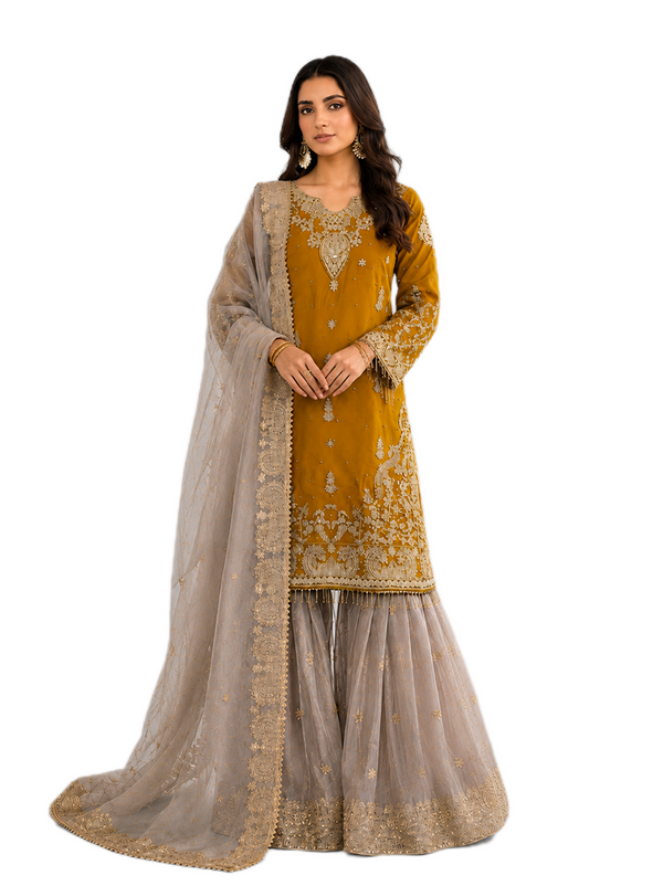 Regal Mustard Sharara Suit