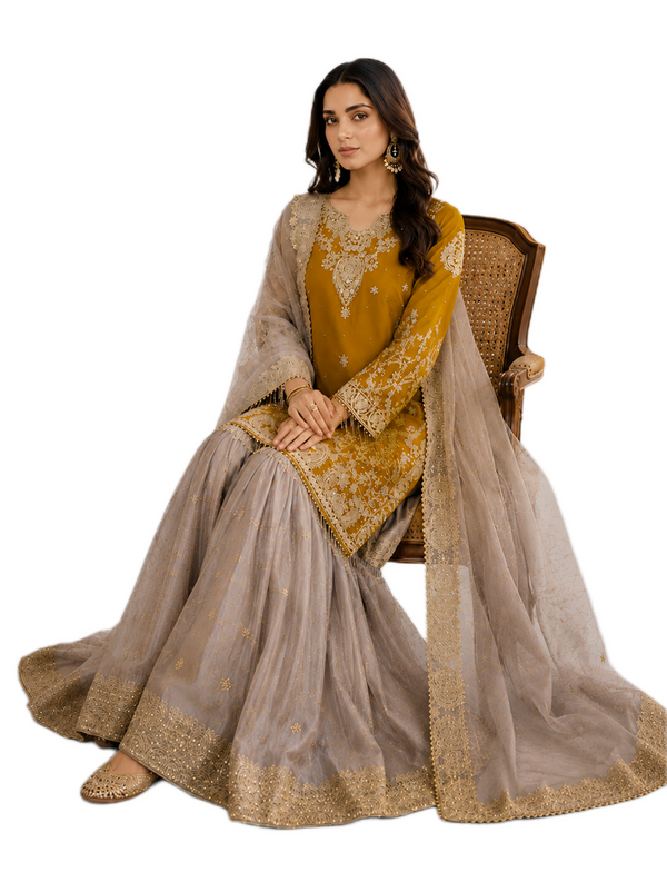 Regal Mustard Sharara Suit